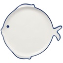 Assiette en Porcelaine Poisson Blanche Kasa 22cm