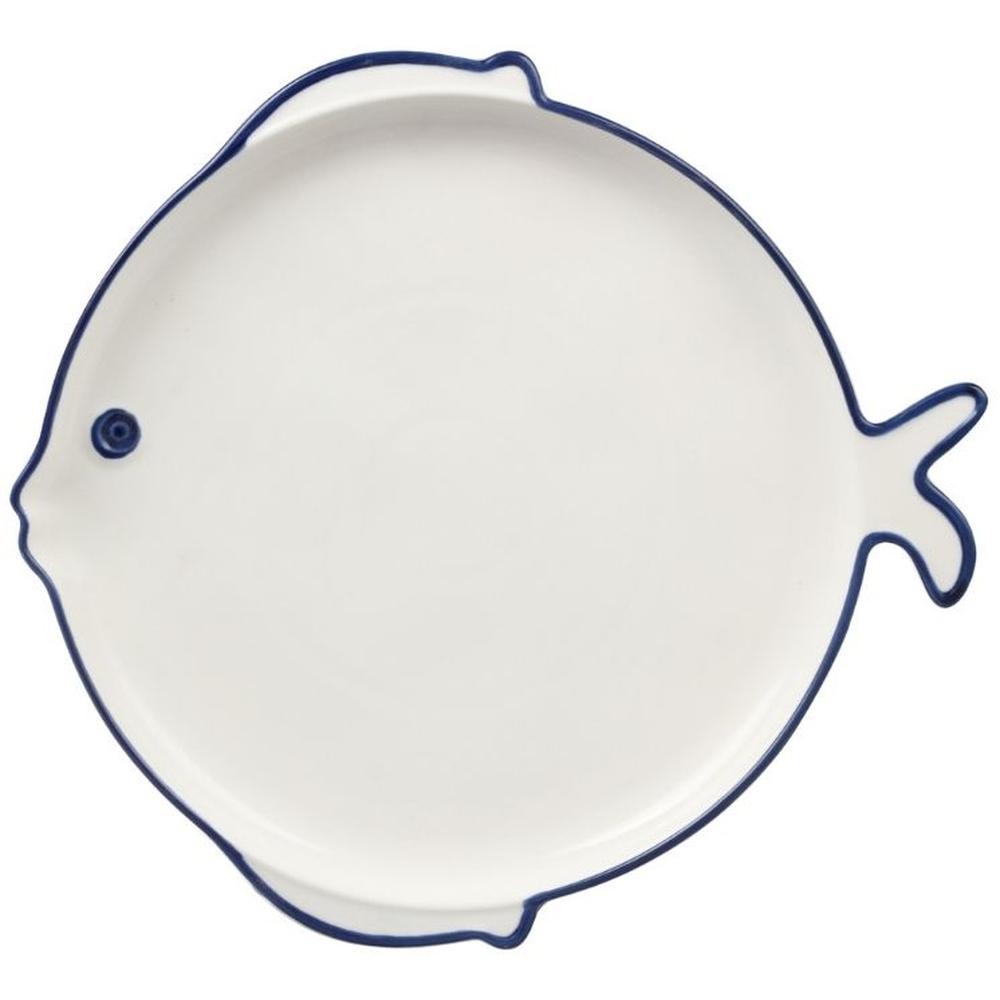 [717003] Assiette en Porcelaine Poisson Blanche Kasa 28cm
