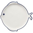 Assiette en Porcelaine Poisson Blanche Kasa 28cm