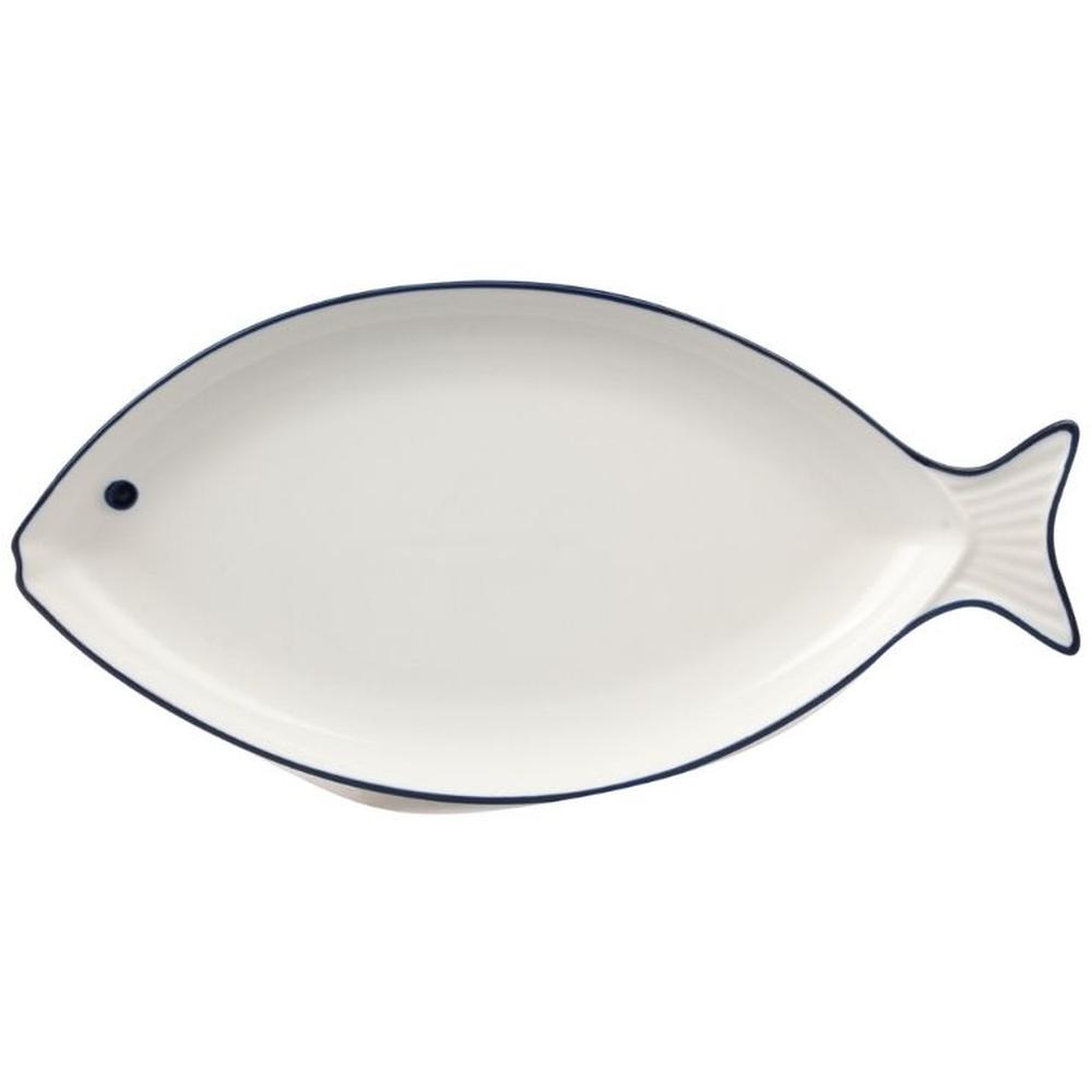 [716986] Assiette en Porcelaine Poisson Blanche Kasa 32cm
