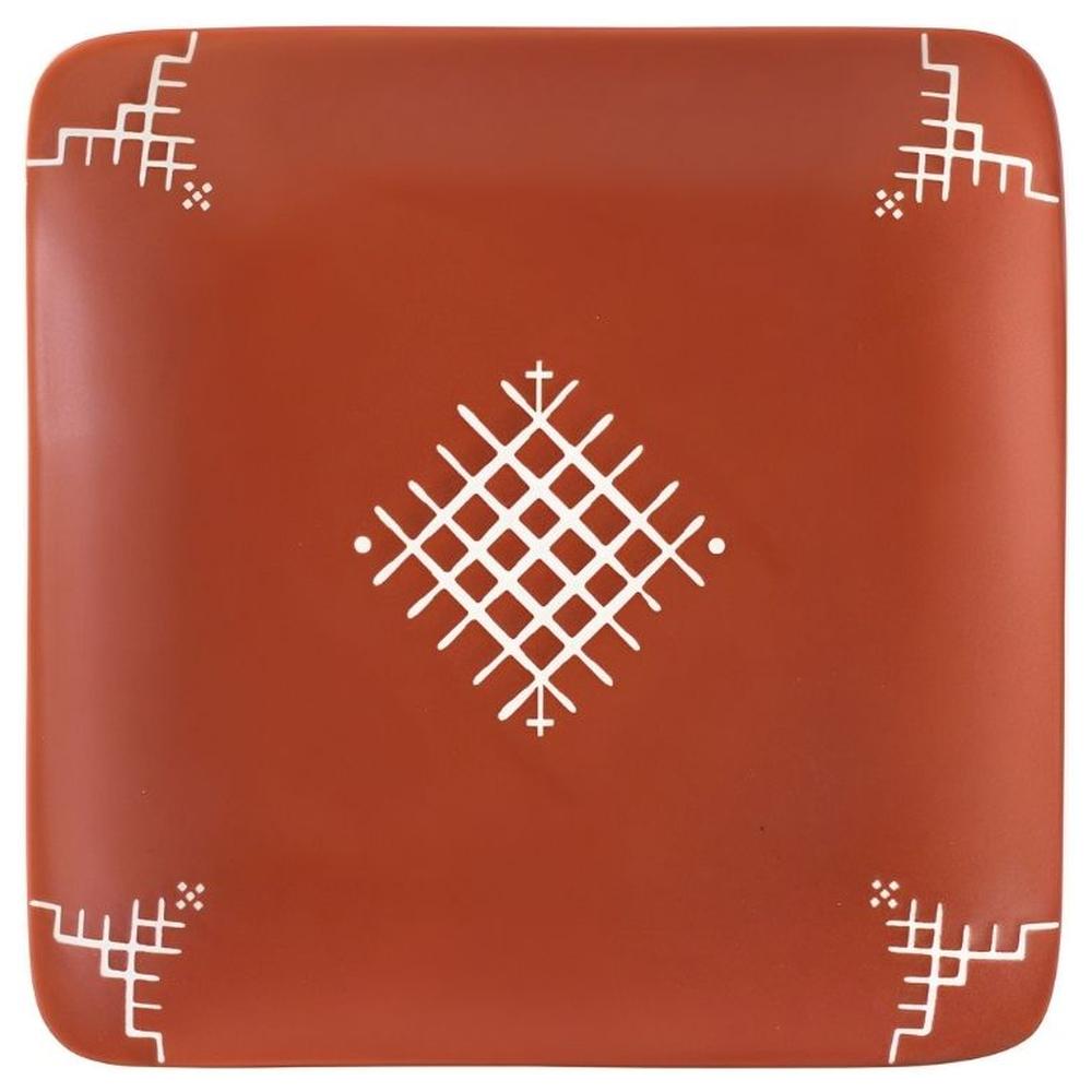 Assiette Plate Carrée en Porcelaine Aperçu Brique Kasa 18cm 