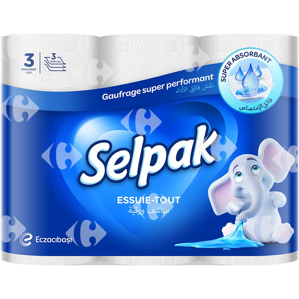 [562505] Essuie-Tout Super Absorbant 3 Plis Selpak 3 unités