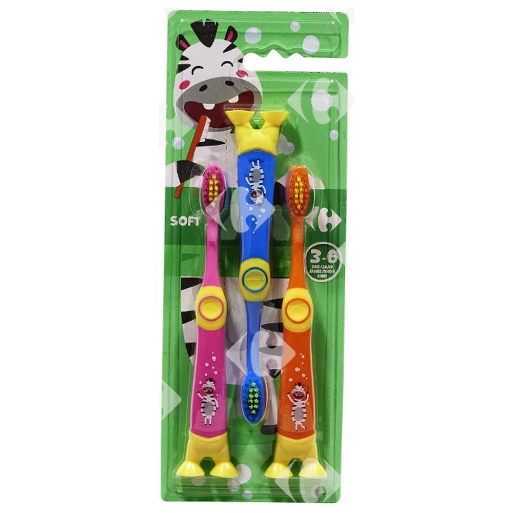 [656524] Brosses à Dent Enfants 3-6 Ans Soft Carrefour 3 unités