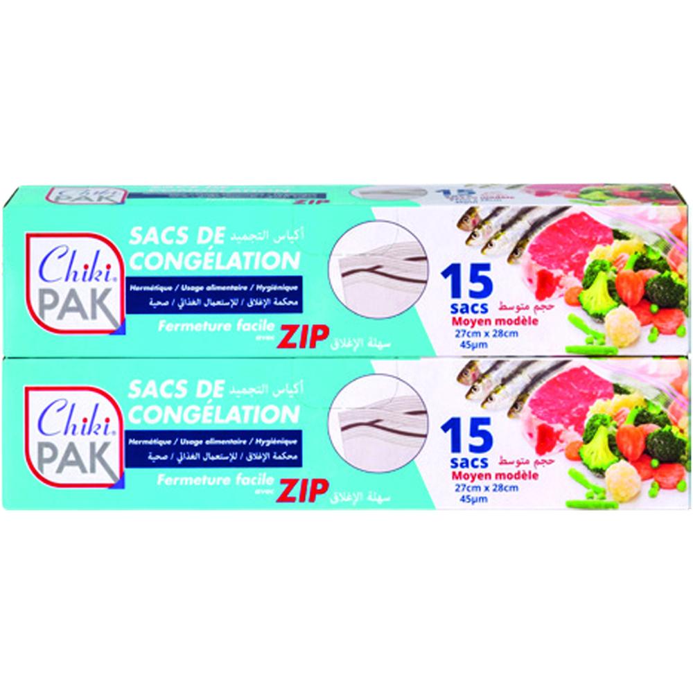 [711519] Lot de Sacs Congélation Moyen Modèle Zip Chikipak 15 unités + 2ème Lot à -50%