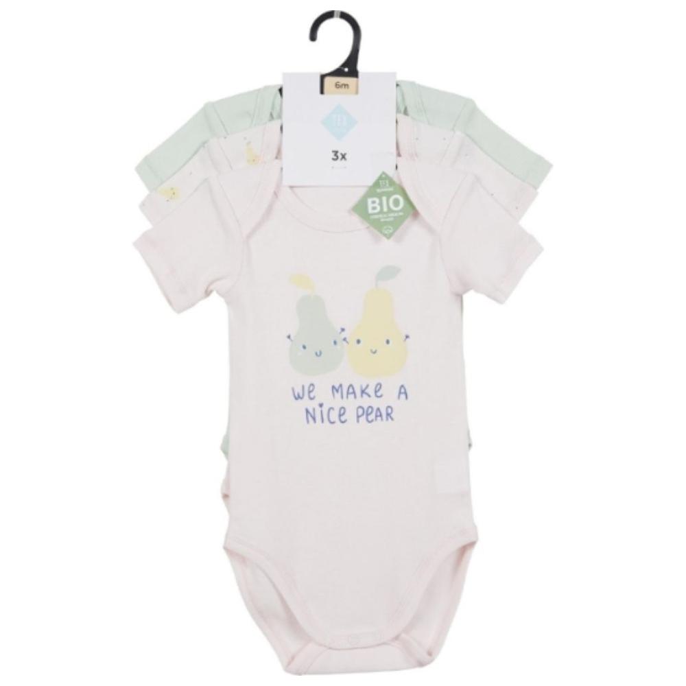 [710430] Body pour Bébé Fille Manches Courtes en Rose Tex Home 3 pièces