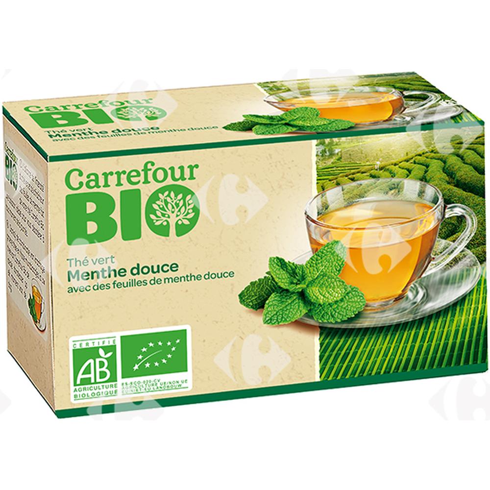 [637656] Infusions Thé Vert de Menthe Douce Carrefour Bio 20 sachets