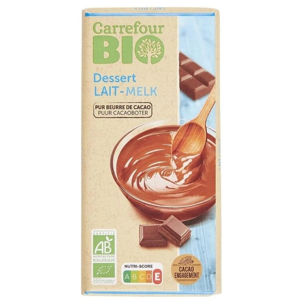 [704379] Tablette Chocolat Lait Carrefour Bio 170g