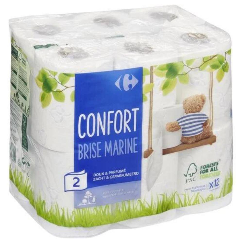 [185189] Papier Toilette Confort Brise Marine Carrefour 12 unités