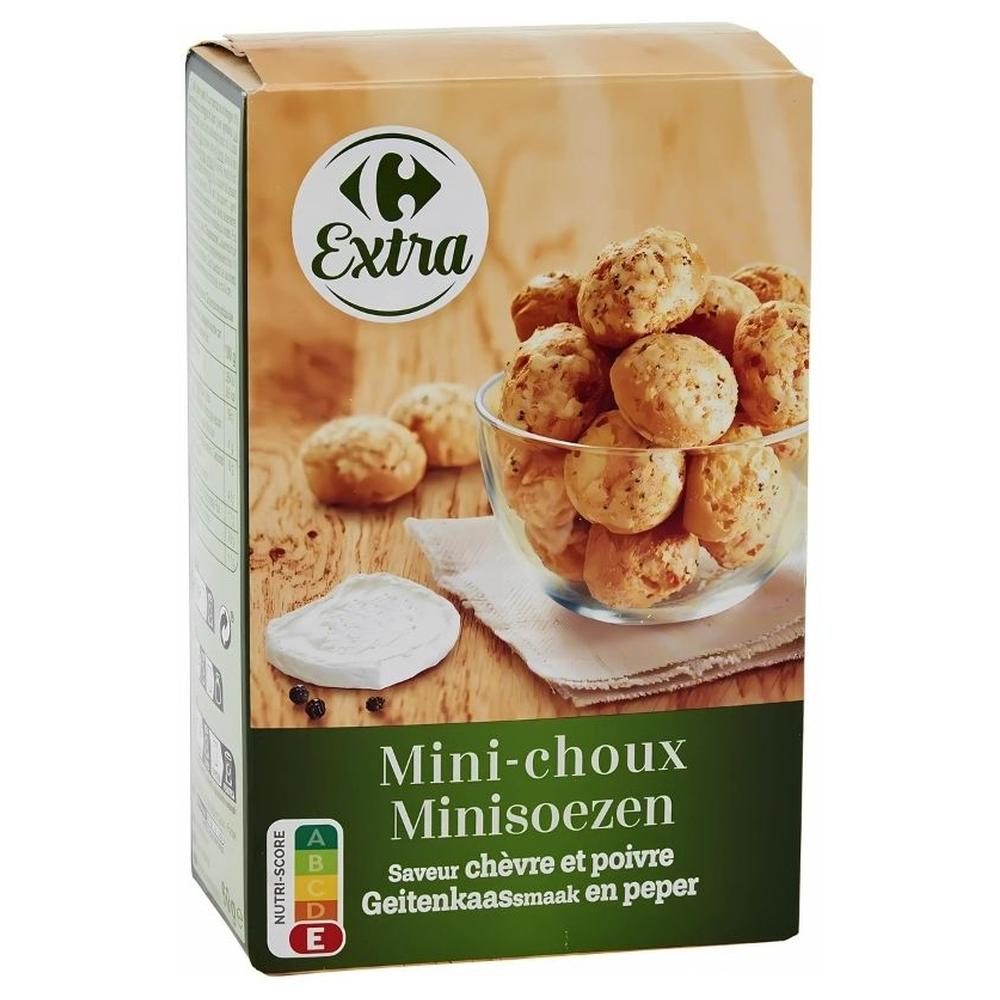 [713198] Biscuits Apéritifs Mini-Choux Chèvre et Poivre Carrefour 60g