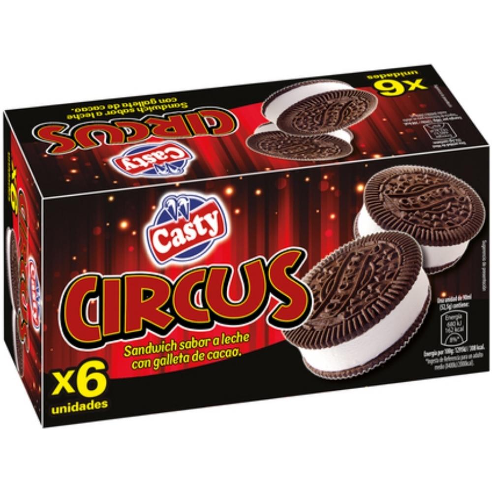 [714566] Pack Glace Sandwich Circus Casty 6 unités 90ml