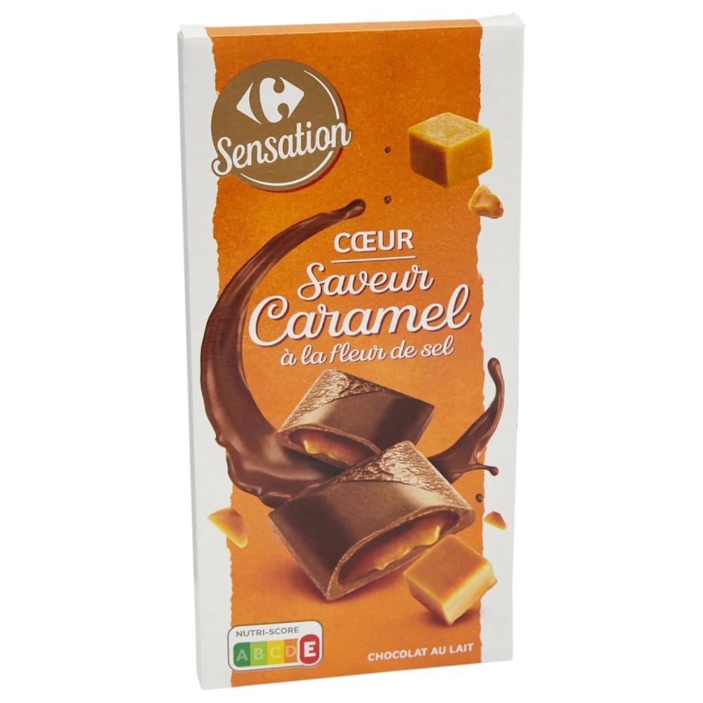 [626894] Tablette Chocolat au Lait Fourrée au Caramel Carrefour 125g