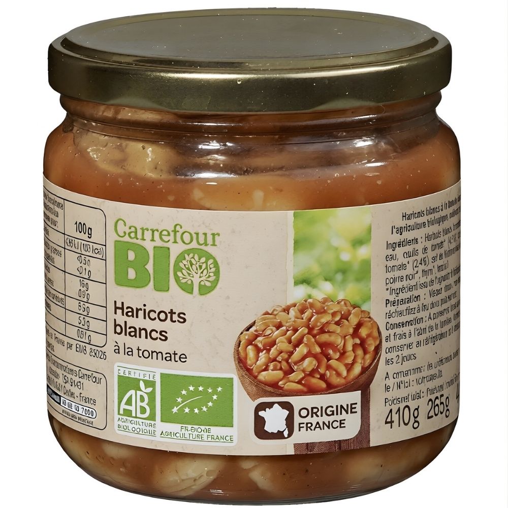 [657405] Haricots Blancs Bio à la Tomate Carrefour Bio 410g