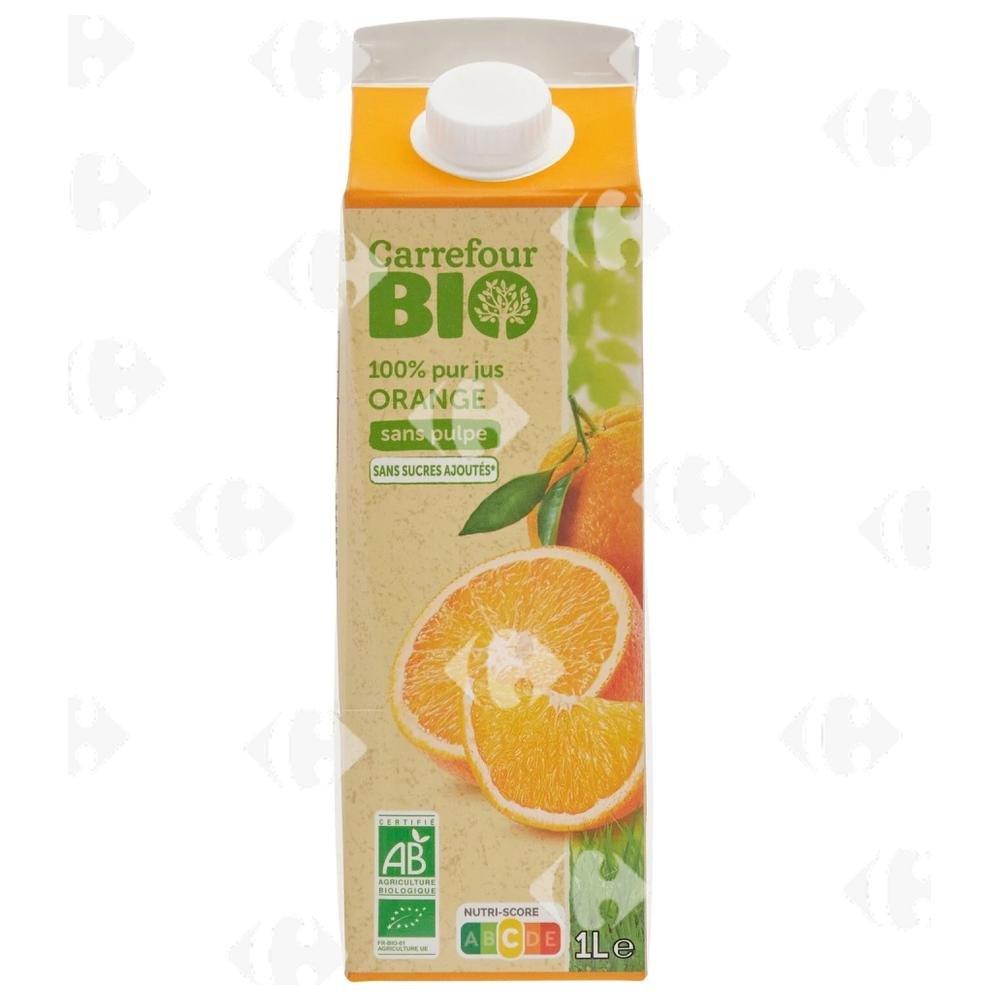 [534392] Jus d'Orange Bio Pur Jus Sans Pulpe Carrefour Bio 1L