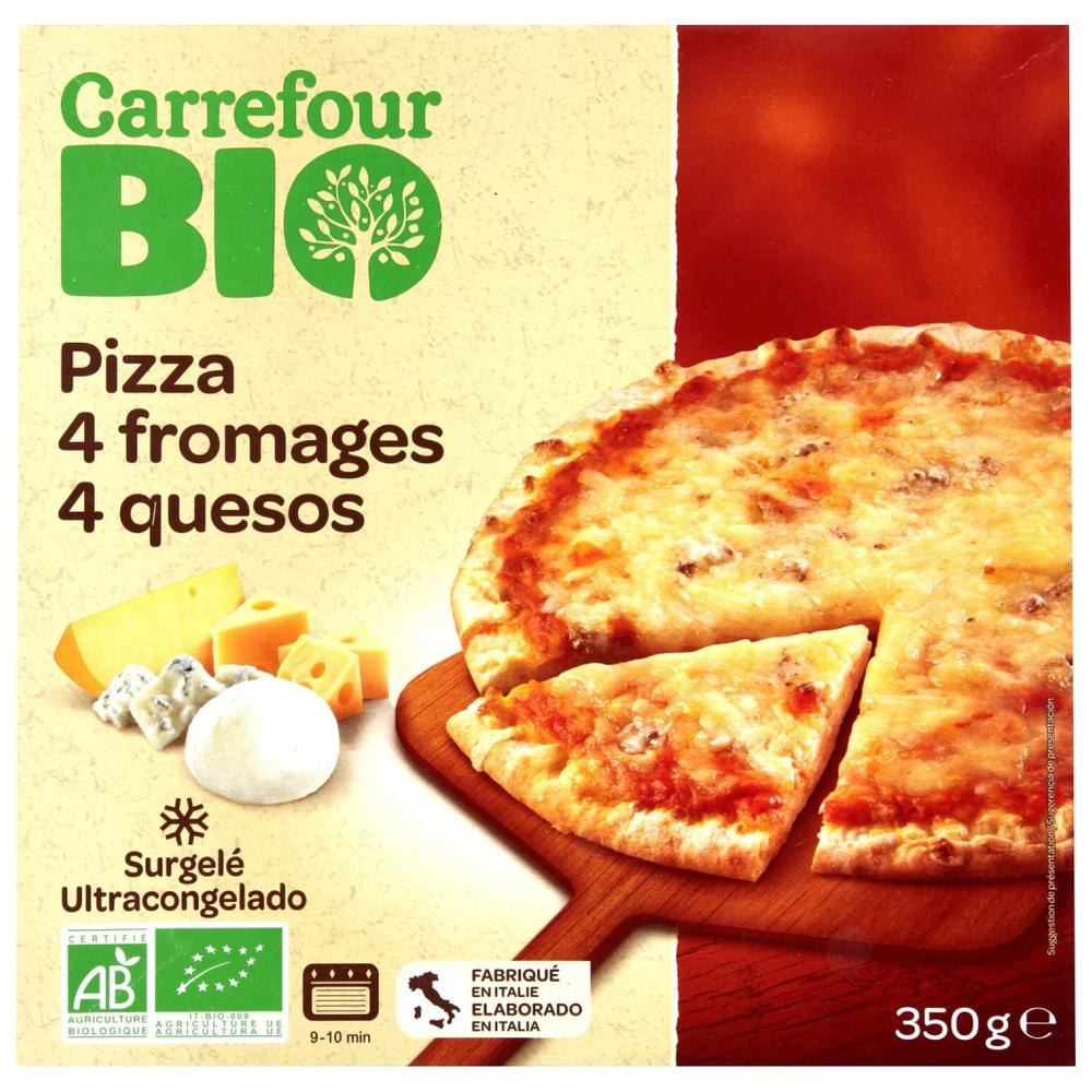 Pizza aux 4 Fromages Cuite Sur Pierre Carrefour Bio 350g