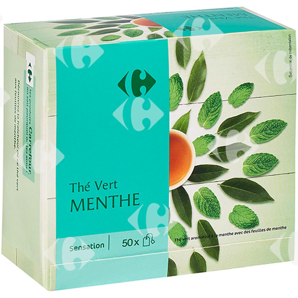 Thé Vert Aromatisé à la Menthe Carrefour 50 sachets