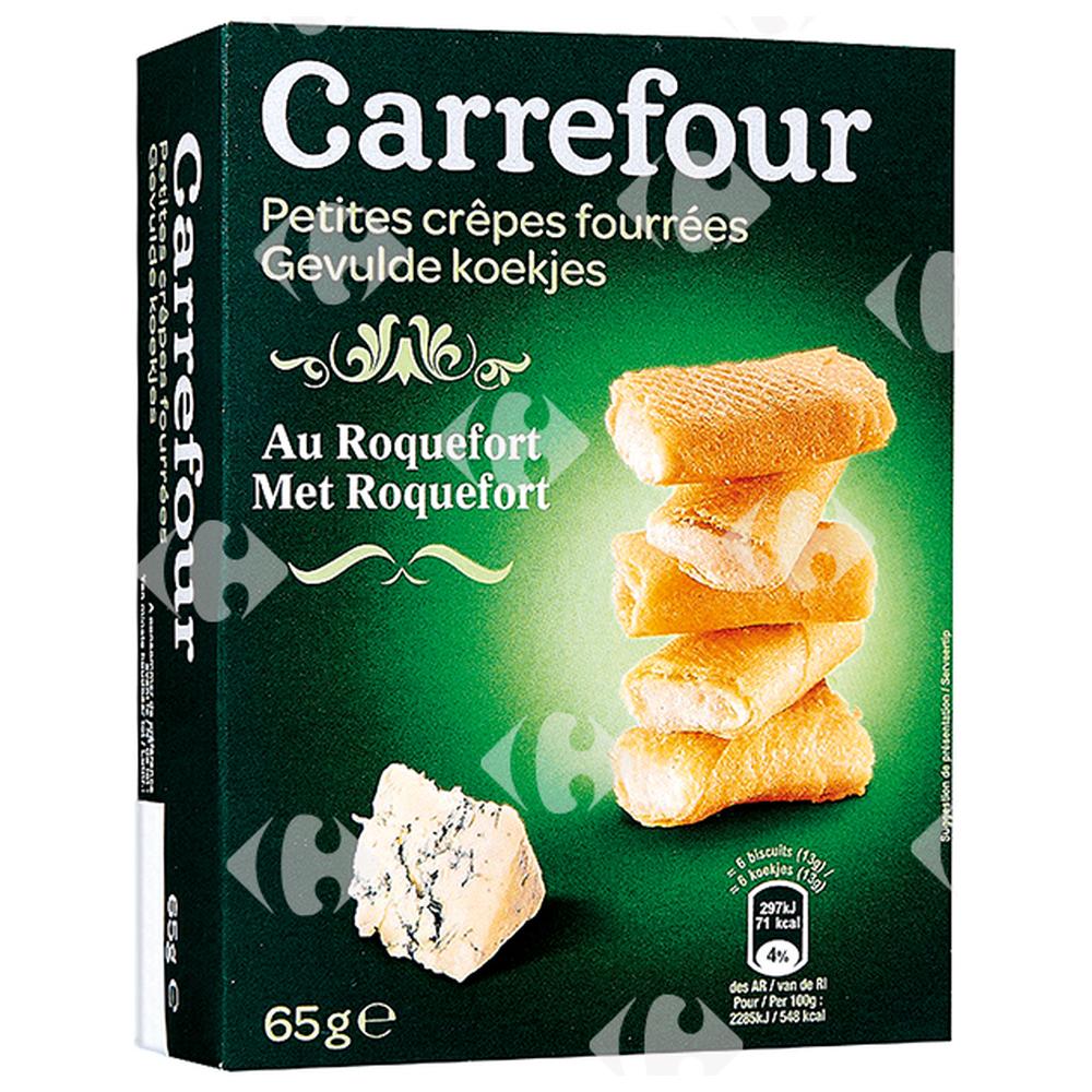 [531021] Biscuits Apéritifs Crêpettes Fourrées au Roquefort Carrefour 65g