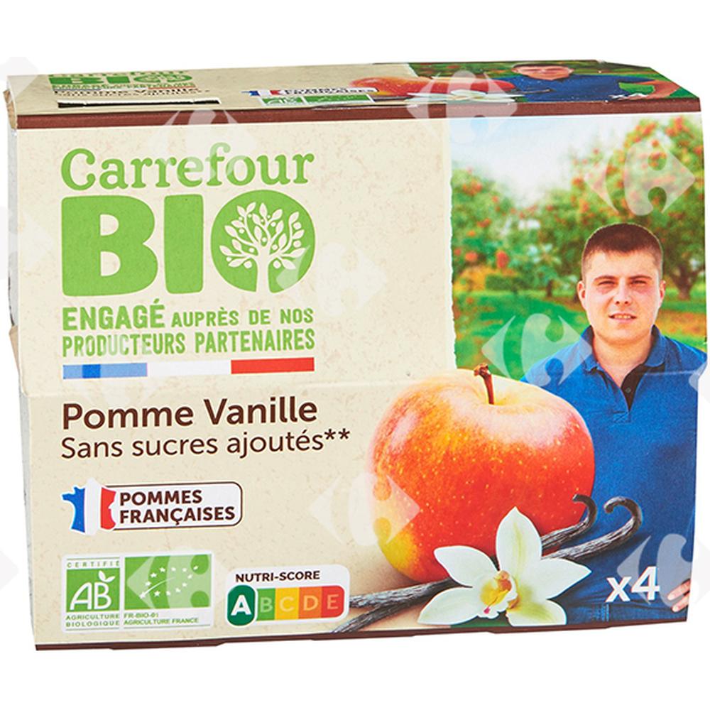 [527975] Compotes de Pommes à La Vanille Sans Sucres Carrefour Bio 4x100g