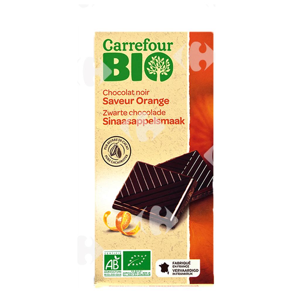 [528379] Tablette Chocolat Noir Bio Saveur d'Orange Carrefour Bio 100g