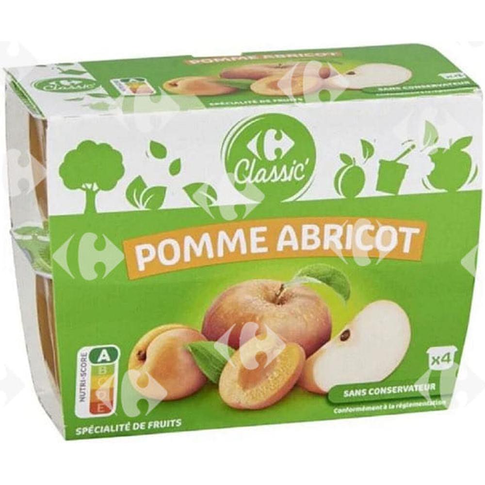 [163597] Compotes Pomme-Abricot Allégées en Sucres Carrefour 4x100g