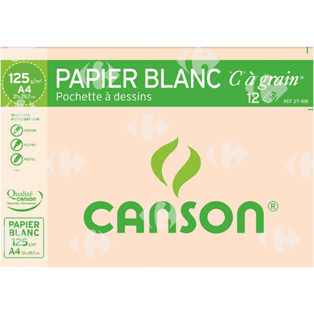 Pochette à dessins - A4 "C" à grain Canson 12 Feuilles blanches 125g