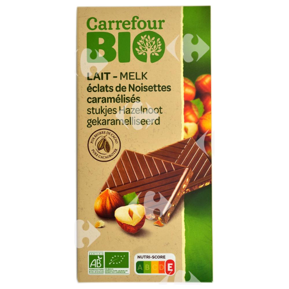 Tablette Chocolat noisettes caramélisées Carrefour Bio 100g