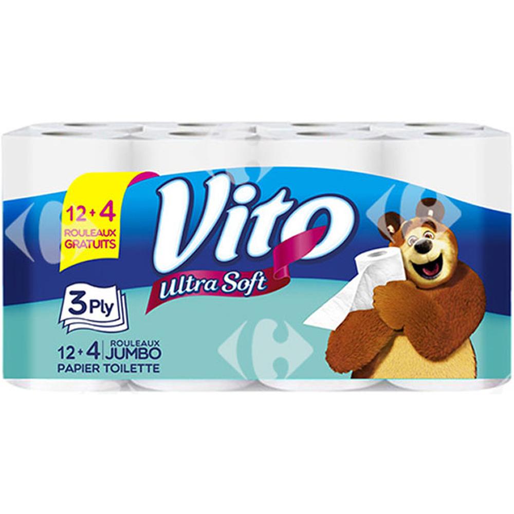 [666838] Papier Hygiénique 3 Plis Vito 12 unités + 4 Gratuits
