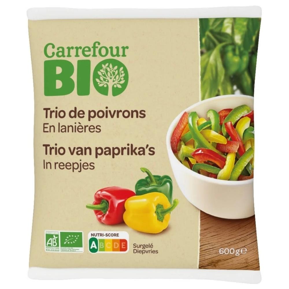 [707788] Trio de Poivrons en Lanières Carrefour Bio 600g