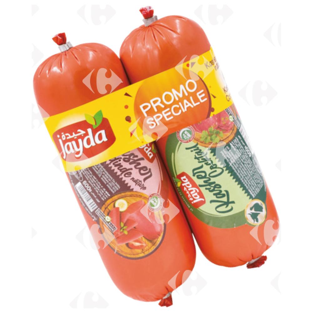 [673831] Lot Duo Kasher Dinde Nature Jayda 600g + Kasher Mix Cocktail - Charcuterie - Jayda 600g