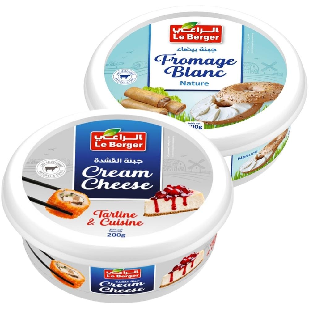 [708317] Lot de Crème Cheese Le Berger 200g + Fromage Blanc Le Berger 200g (2ème à -50%)
