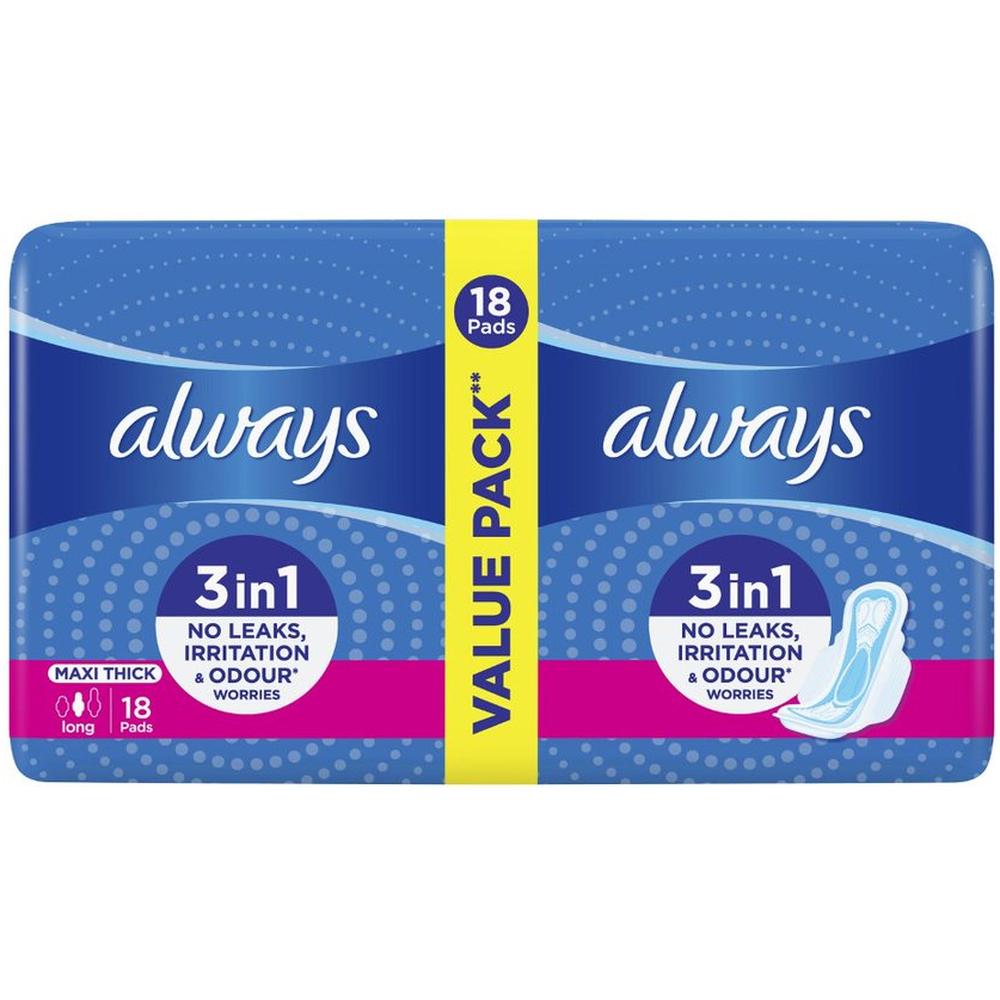 [227559] Serviettes Hygiéniques Maxi Thick Long Always 18 unités