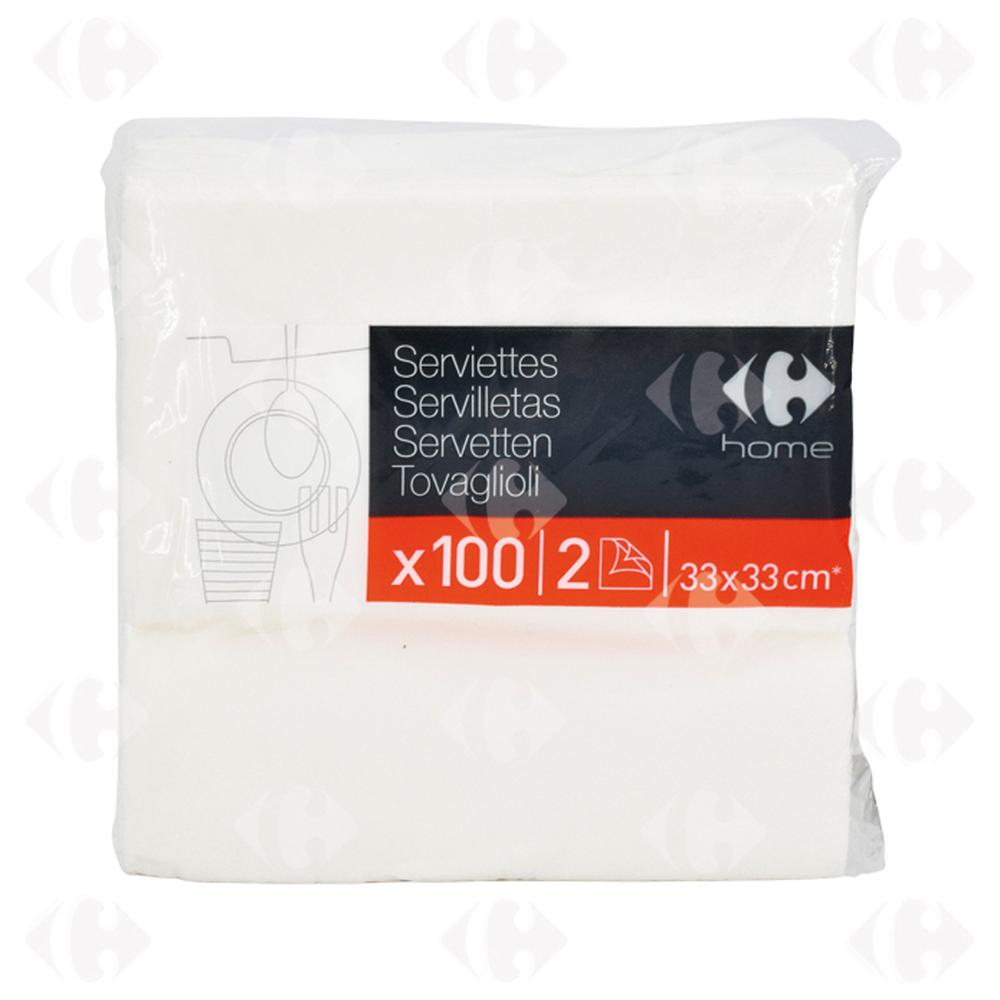 [503696] Serviettes Blanches 33cm - 100 pièces