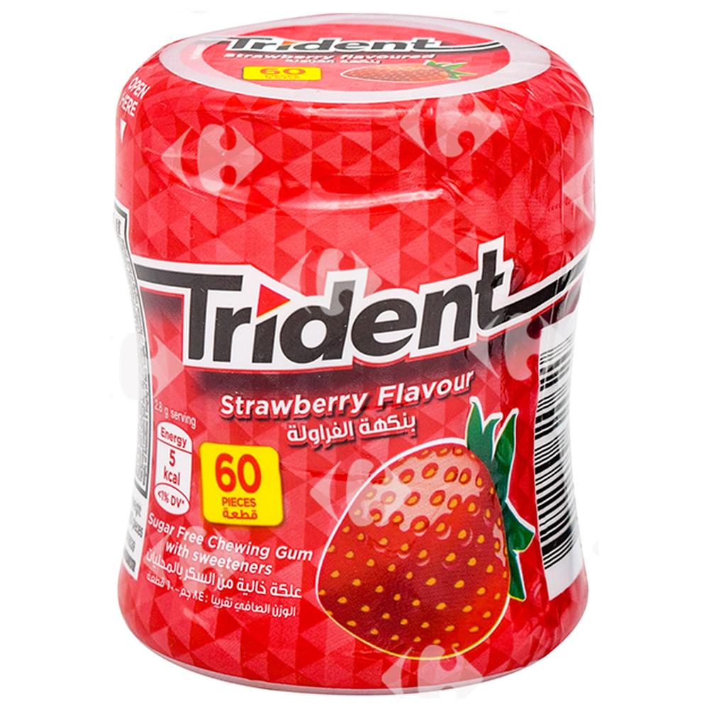 [638850] Chewing-Gum Fraise sans Sucres Trident 60 unités