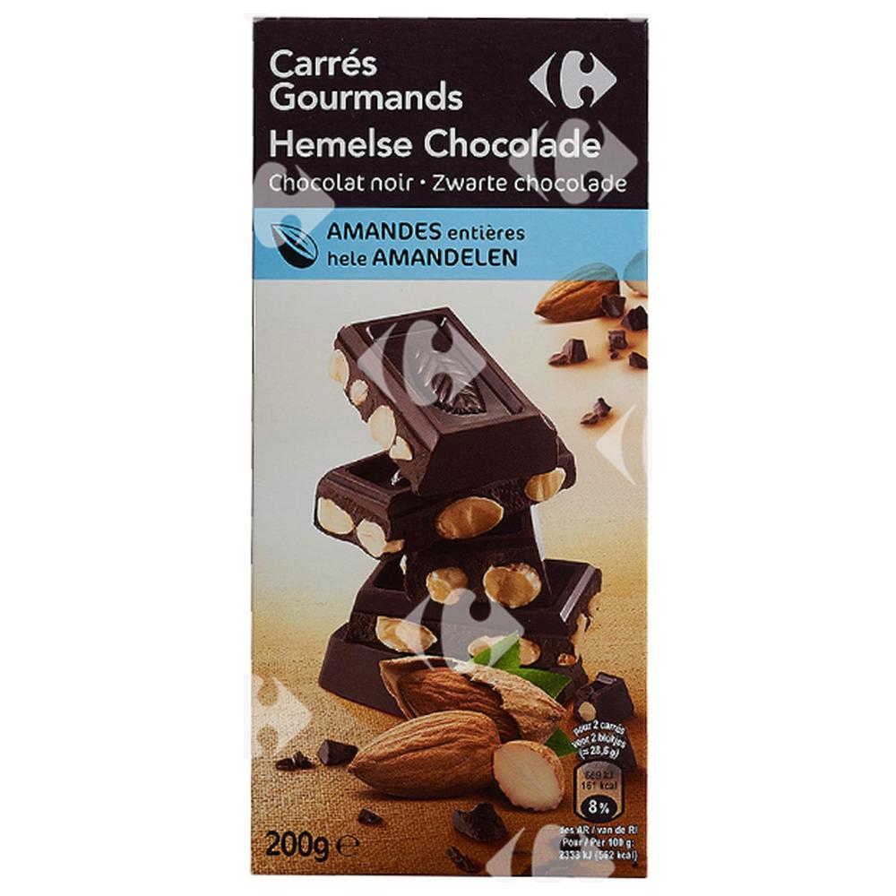 [613392] Tablette de Chocolat Noir Amandes Entières Carrefour 200g