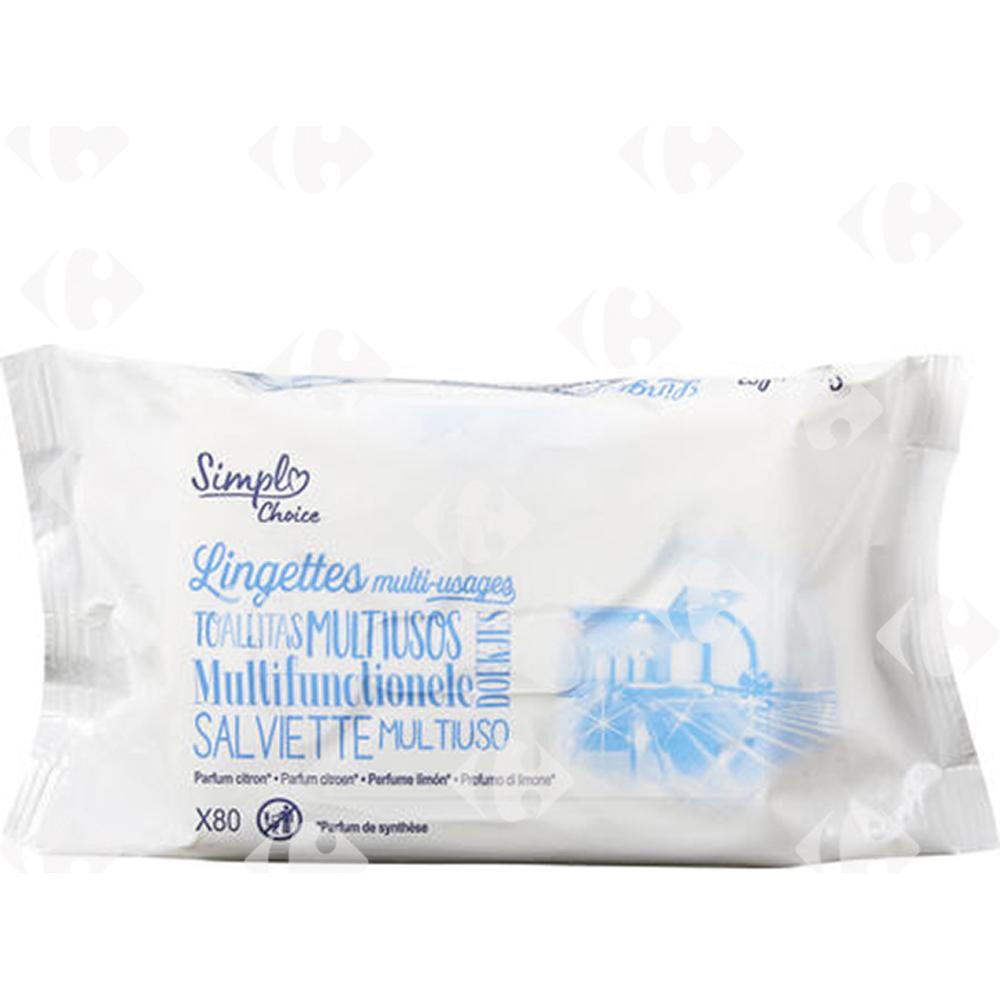 [185127] Lingettes Multi-Usages Carrefour Blanc 80 feuilles