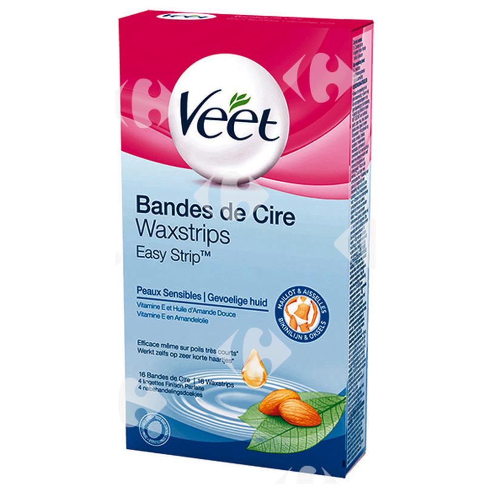[542597] Bandes Dépilatoires Peaux Sensibles Veet 10 feuilles