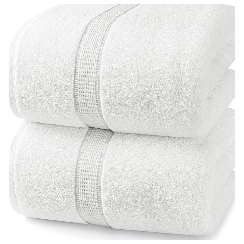 [726080] Drap de Bain Blanc Uni Coton Tex Home 100x150 cm