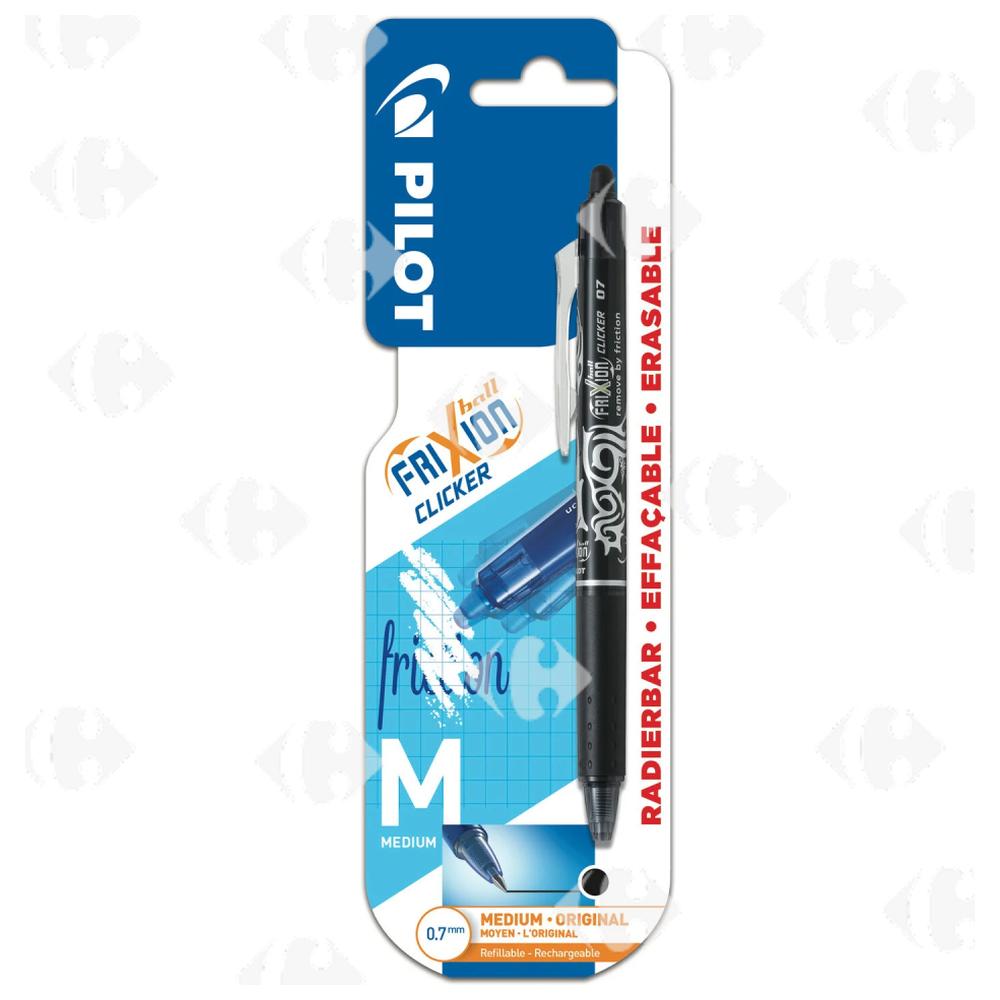 Stylo Blister Moyen Noir Frixion Ball Clicker Pilot 0,07mm