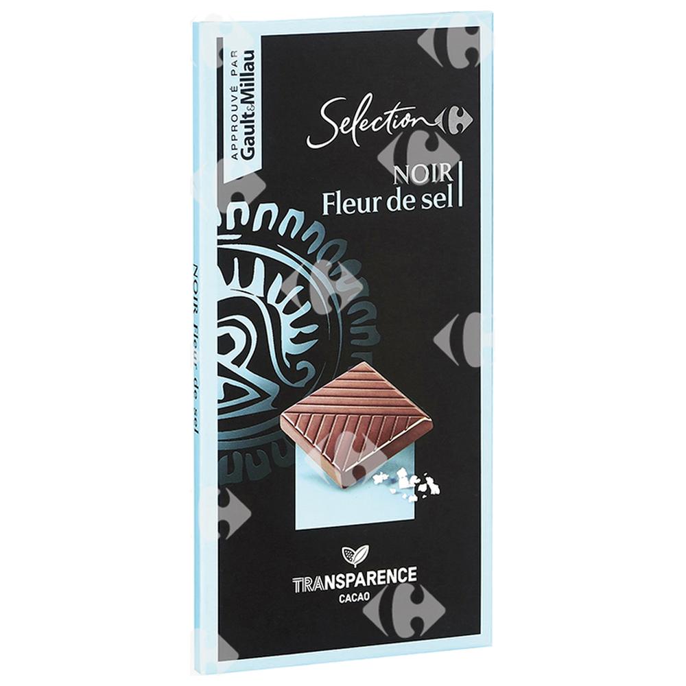 [626911] Tablette Choco Noir Fleur De Sel Carrefour Select 100g.