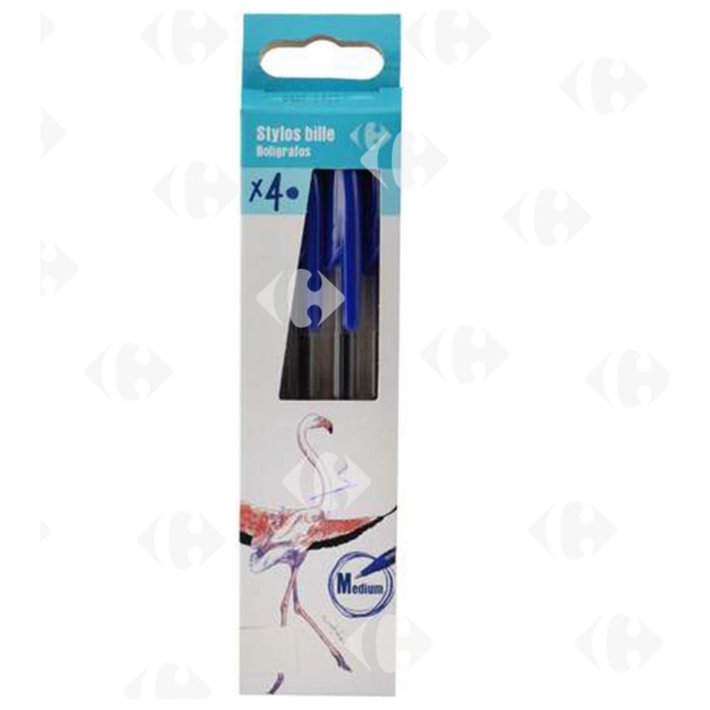 [616073] Stylo à Bille Bleu Carrefour 4 pièces