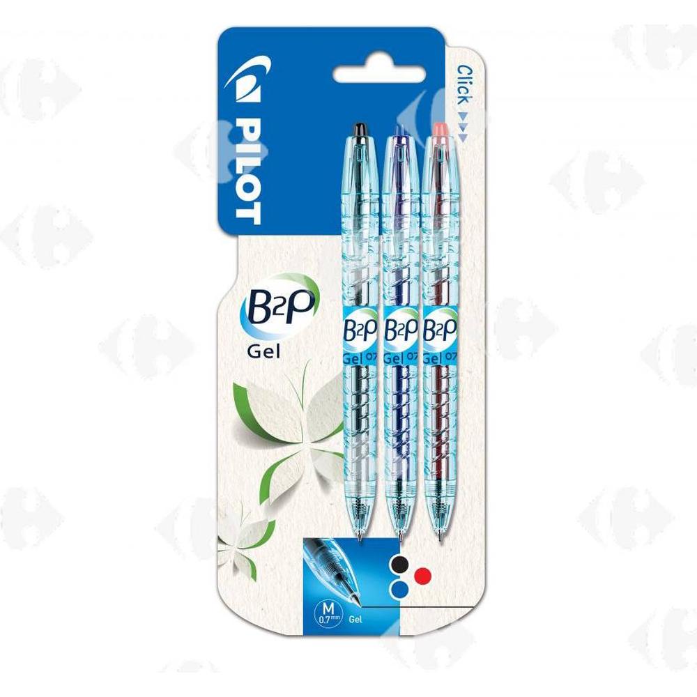 [530104] Stylo Blister Noir Bleu et Rouge Pilot 3 unités