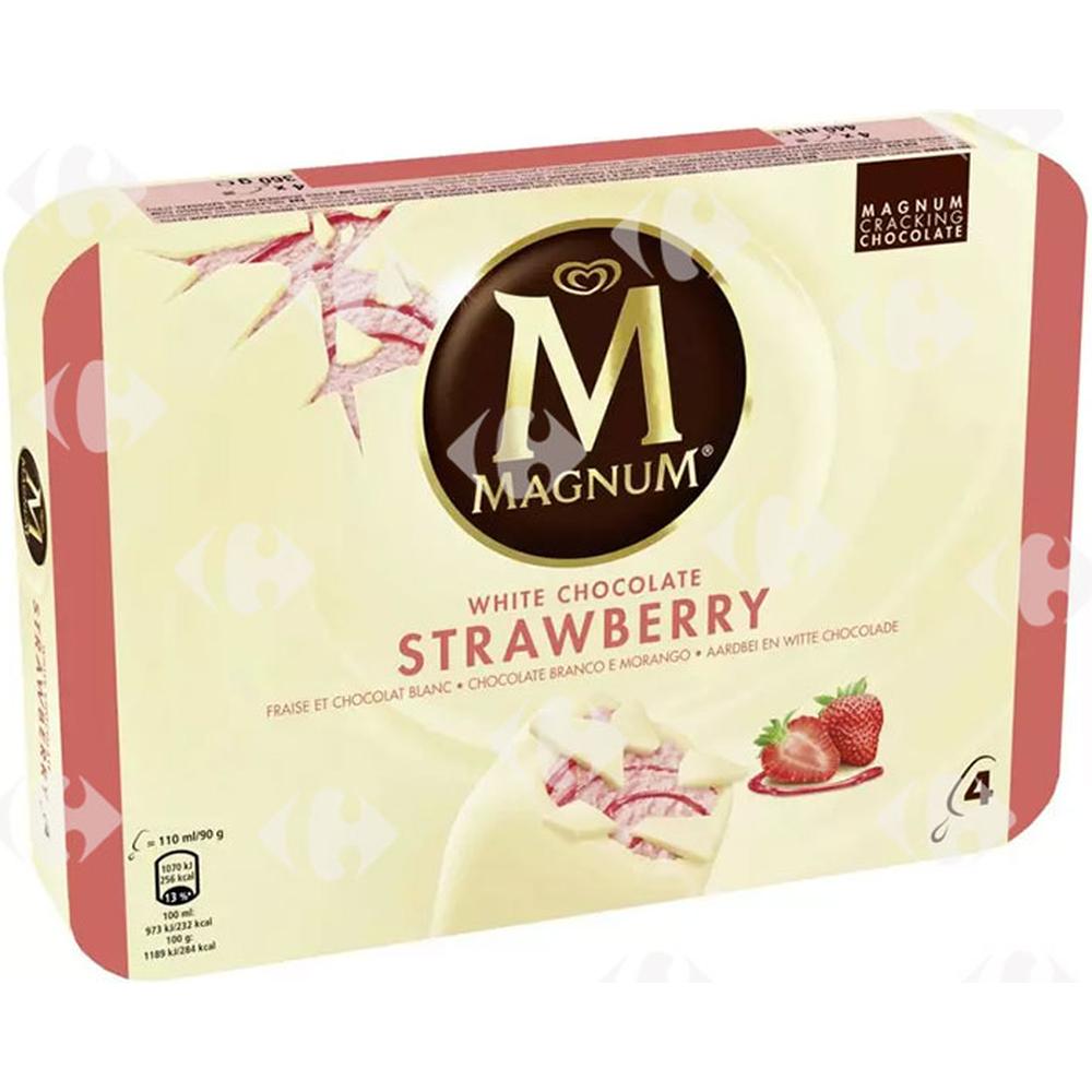[669728] Bâtonnet de Glace Chocolat Blanc & Fraise Magnum 4x110ml.