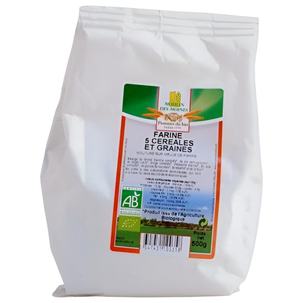 Farine 5 Céréales Bio Moulin Des Moines 500g