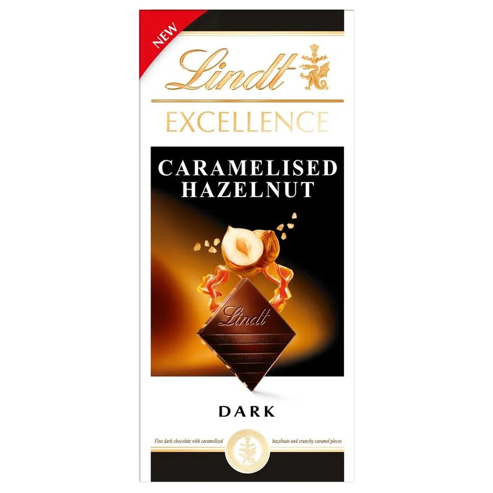 Tablette Chocolat Noir aux Noisettes caramélisées Excellence Lindt 100g.