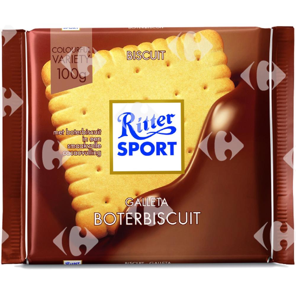 [5448] Tablette de Chocolat au Lait Biscuit Ritter Sport 100g.