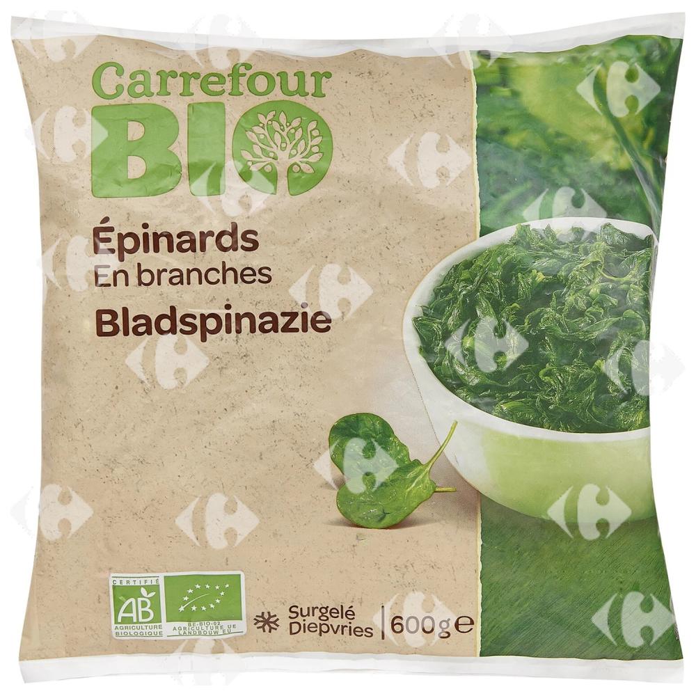 [188708] Épinards Bio en Branches Carrefour Bio 600g.