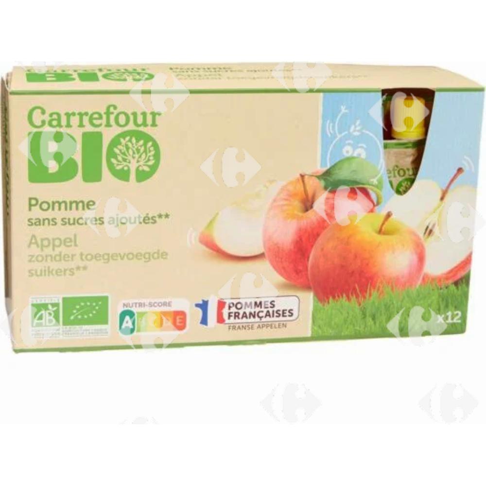 [666817] Compote Bio Pomme Sans Sucres Ajoutés Carrefour Bio 12x90g.
