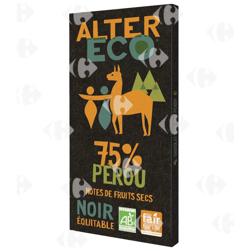 [673123] Tablette de Chocolat Noir 75% Pérou Bio Alter Eco 100g