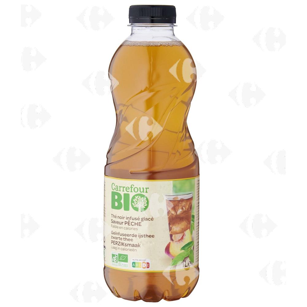 [665216] Boisson Bio Noir Vert Glacé Pêche Carrefour Bio 1L.