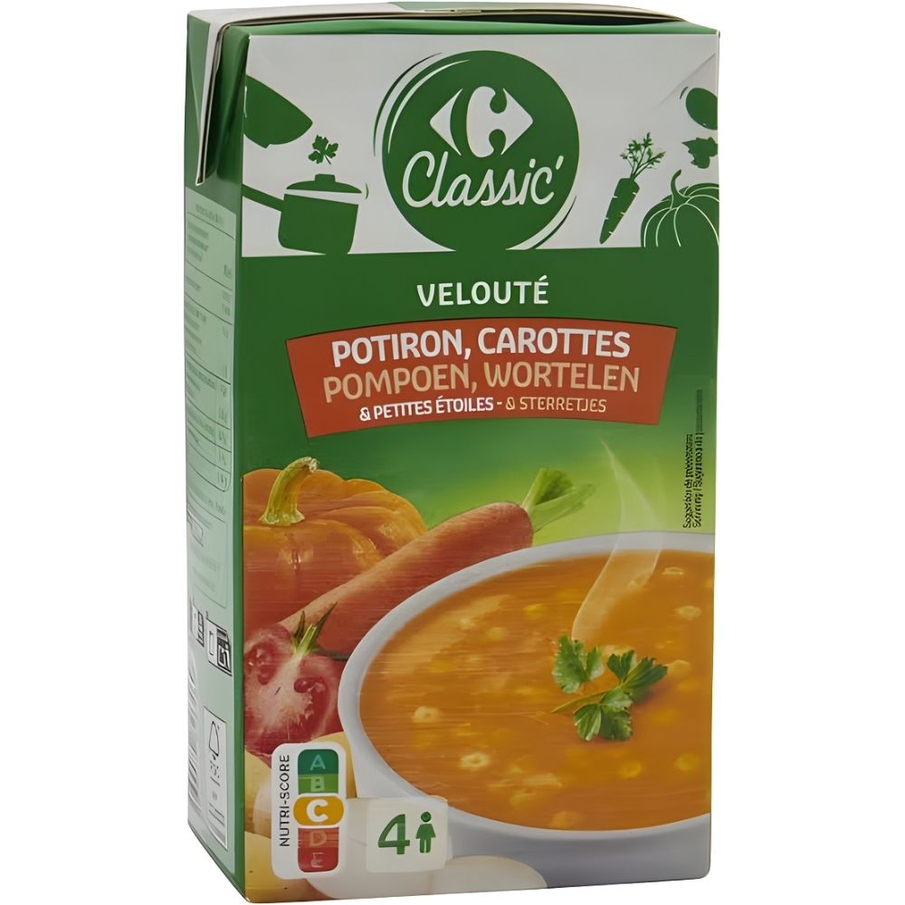 [704436] Velouté Potiron Carottes Pâtes Carrefour 1L.