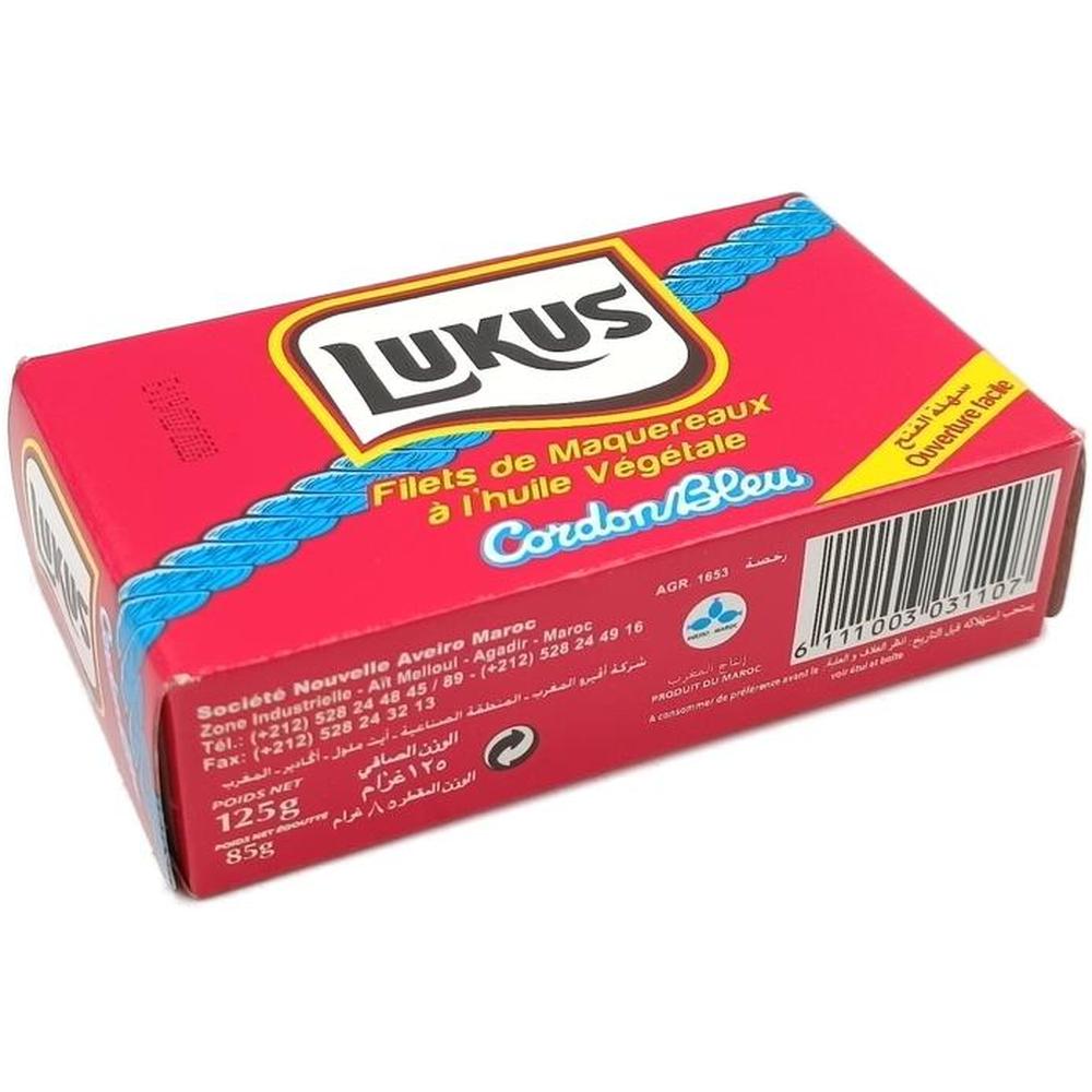 Conserve de Maquereaux à l'Huile Végétale Lukus 125g.